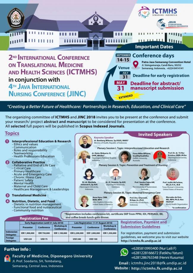 The 2nd International Conference on Translational Medicine and Health Sciences (ICTMHS) and 4th Jva 
